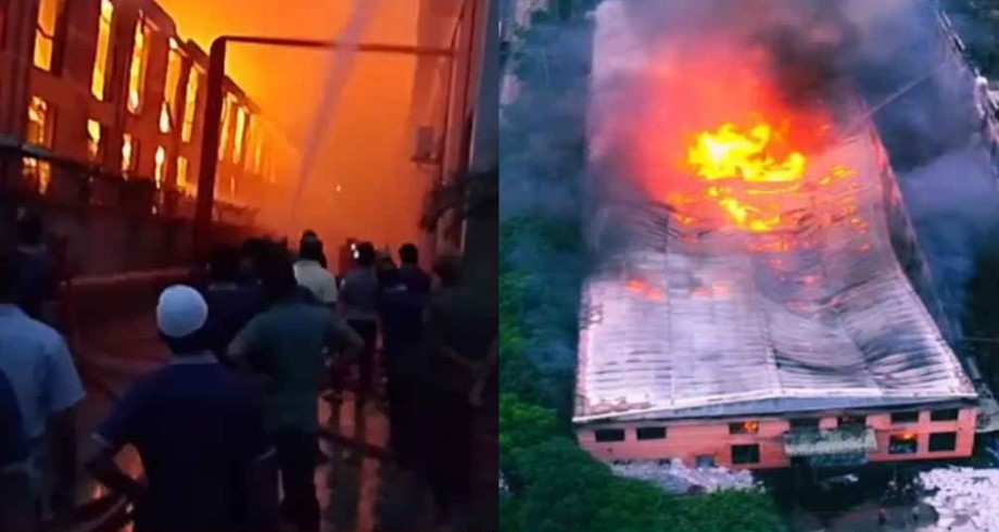 আদমজী ইপিজেডে কাপড়ের গোডাউনে ভয়াবহ আগুন 